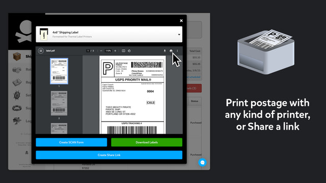Udskriv forsendelsesetiketter med enhver form for printer