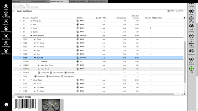 Bill of material componist