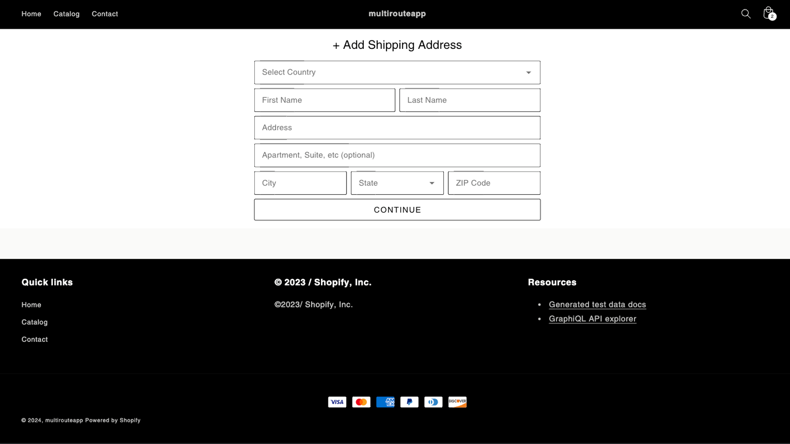 Add Shipping Address Screen
