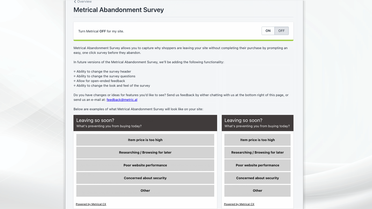 Metrical Dashboard - Selecting Survey Recipients 