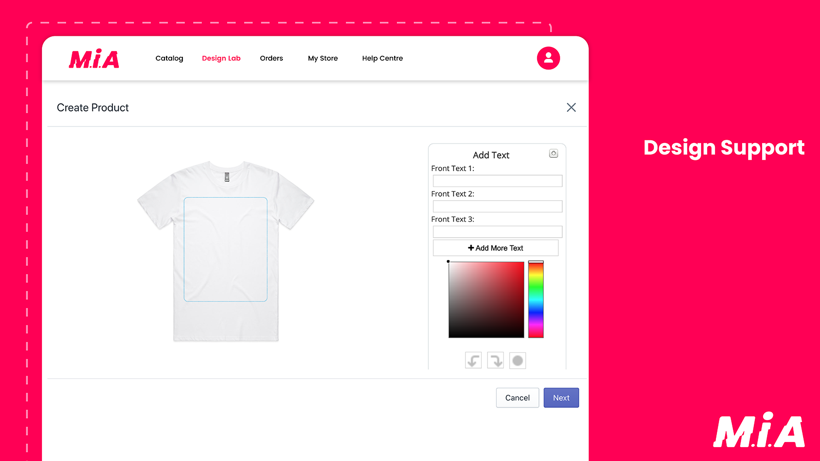 Use the integrated design tool to bring your products to life