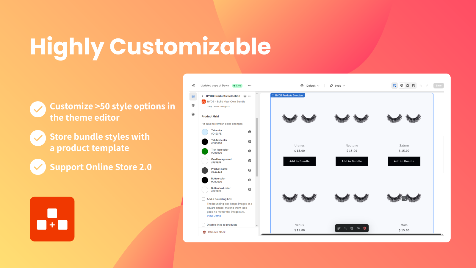 Personnalisez le design du modèle avec de nombreuses options de section