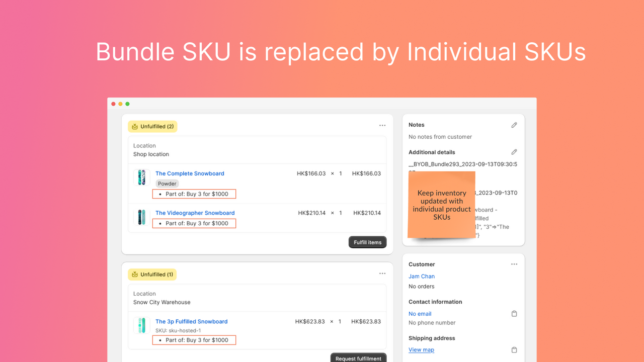 Breek af naar individuele SKU's met de winkelwagen transformatie API