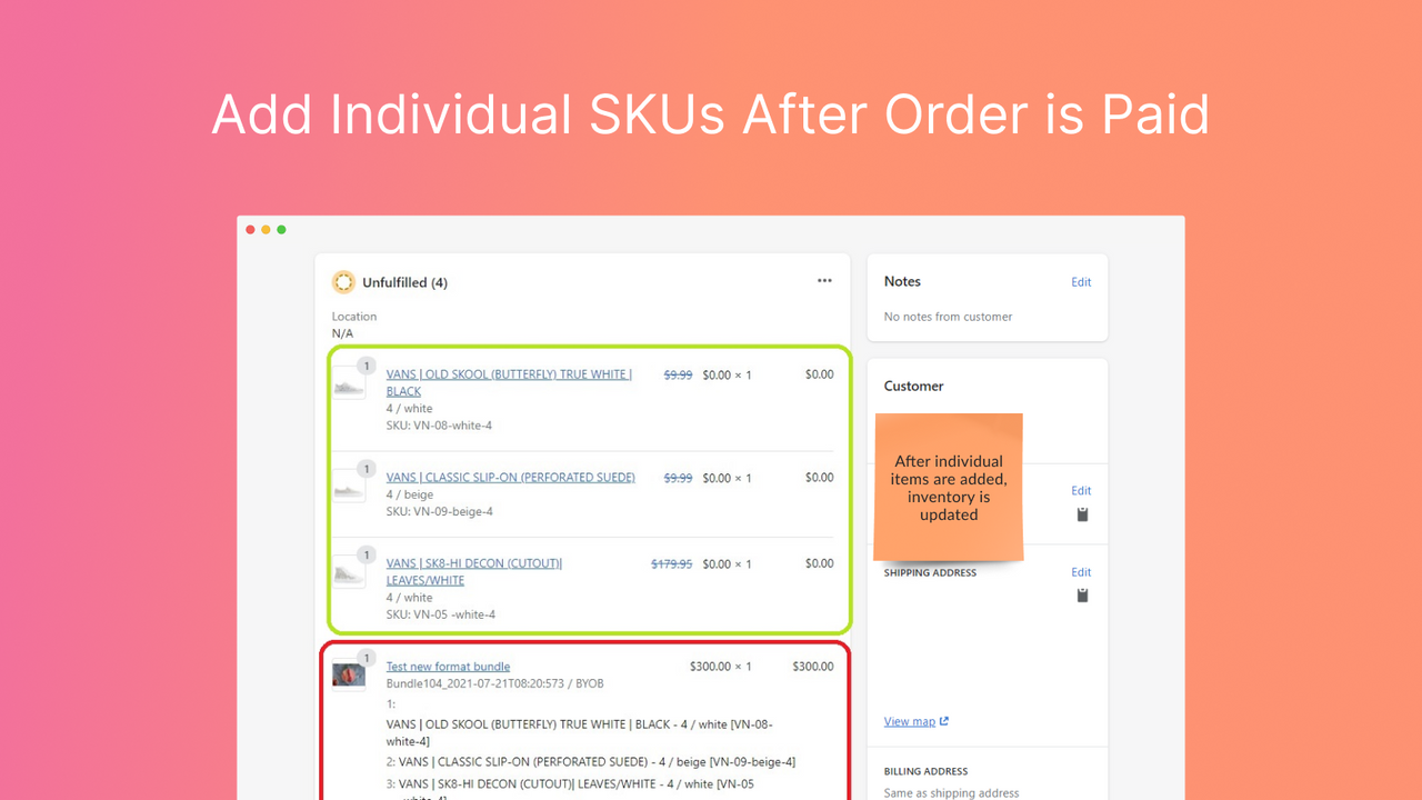 Break down to individual SKUs with the cart transformation API