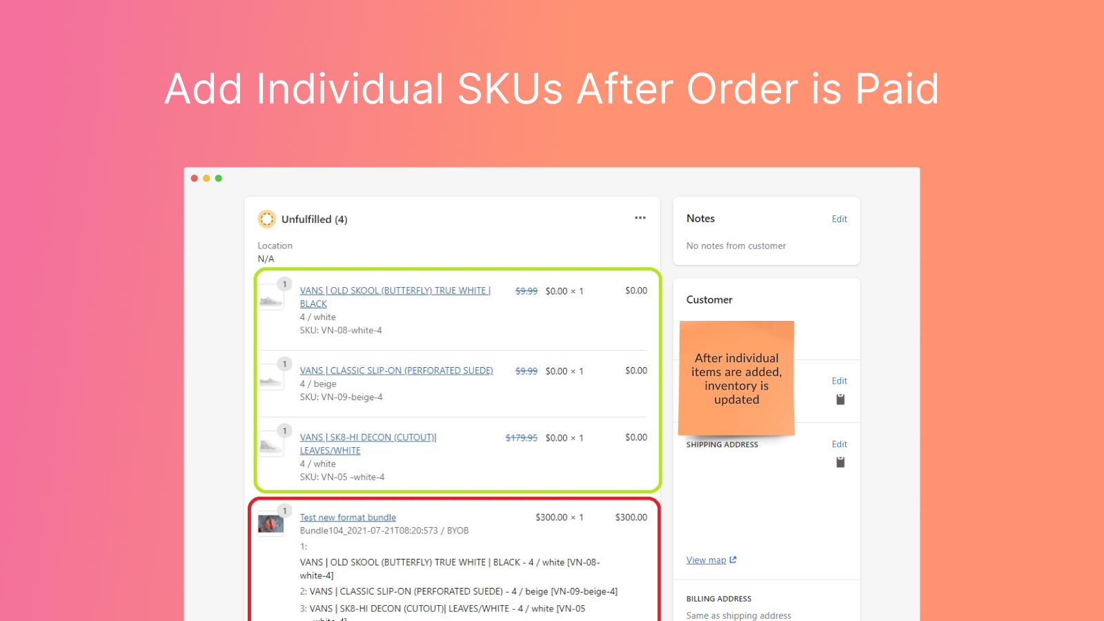 Break down to individual SKUs with the cart transformation API