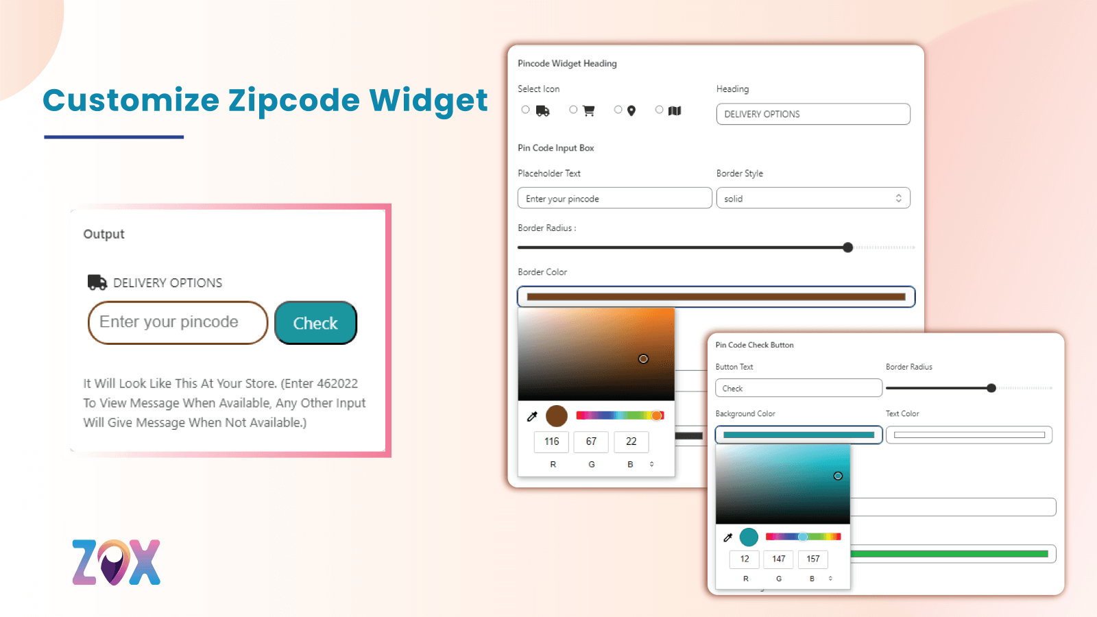 Customize Zipcode Widget