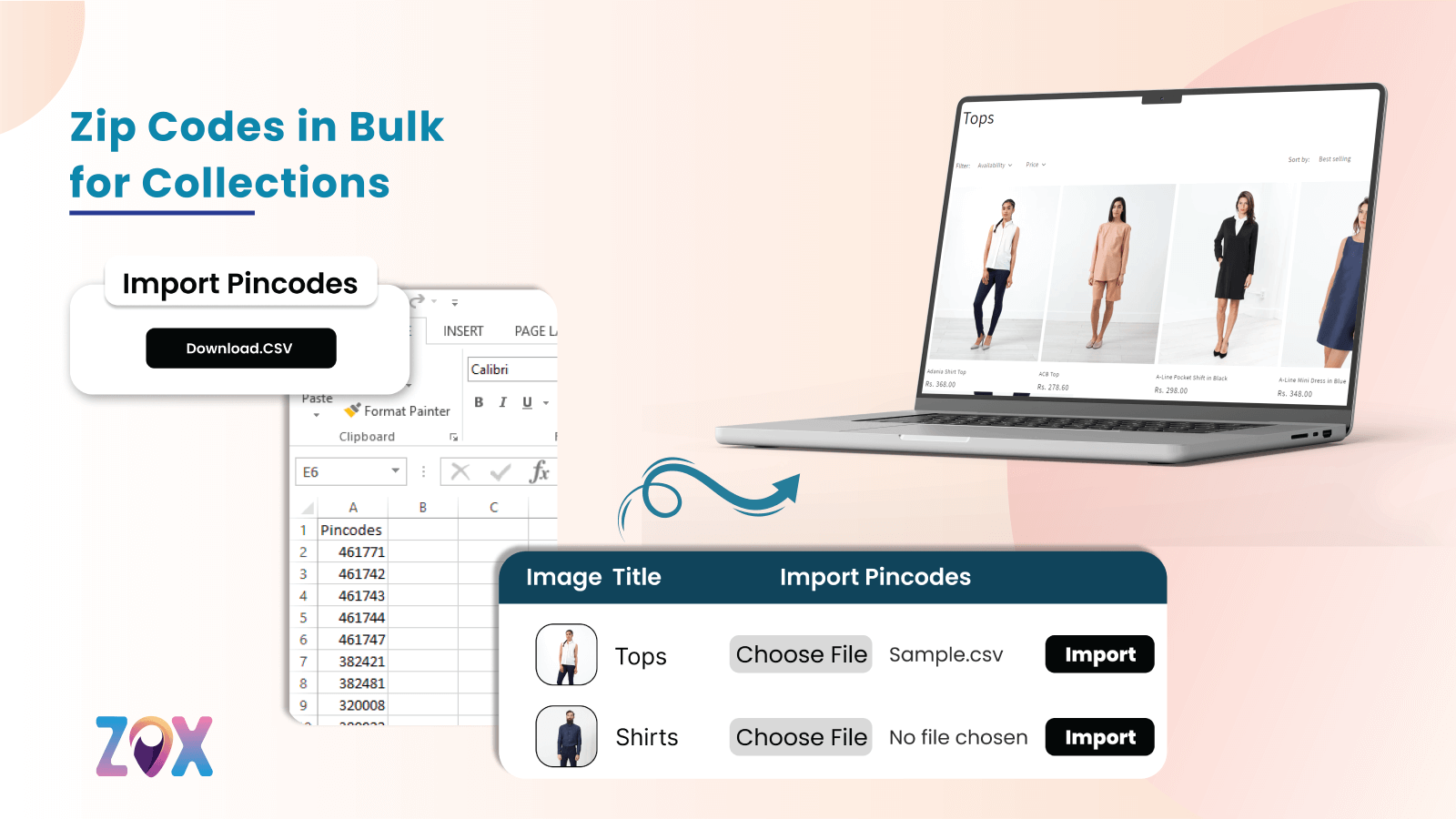 Upload zip codes in bulk for Collection