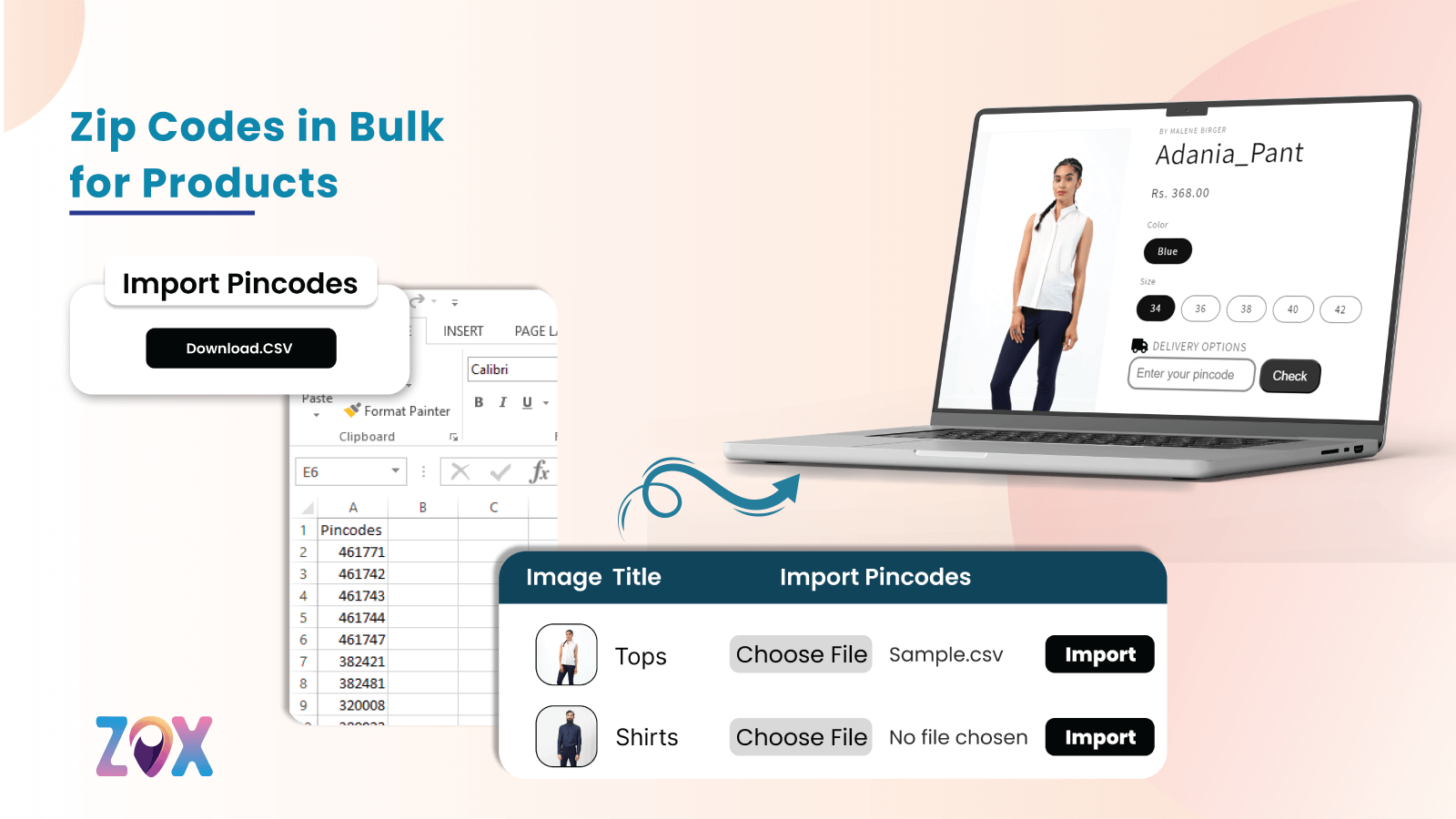 Importer en masse des codes postaux pour les produits