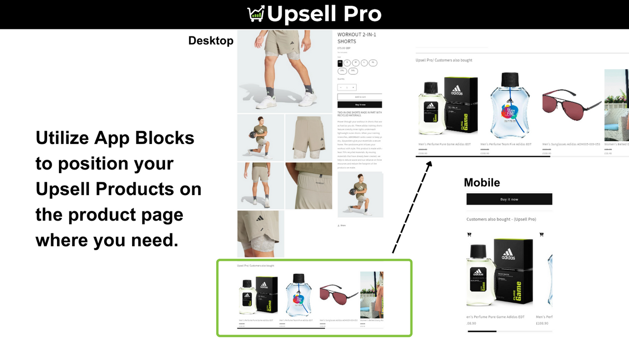 Application d'Upsell Shopify Cross-sell position 2 des produits associés