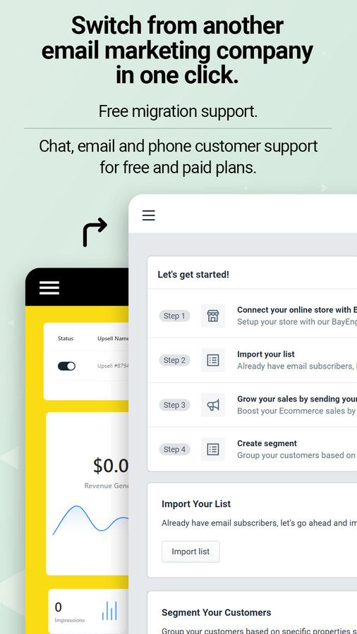 Shopify e-postmarknadsföringsapp med telefon-, e-post- och chattsupport