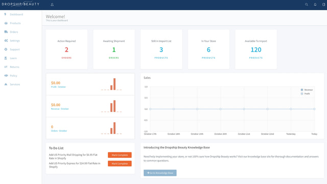 Dropship Beauty Dashboard