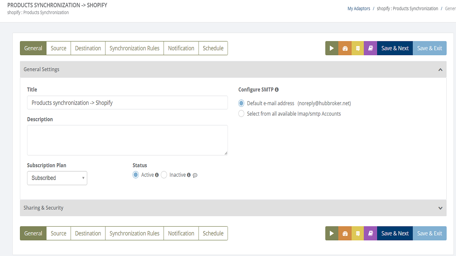 Configuraciones generales de la aplicación