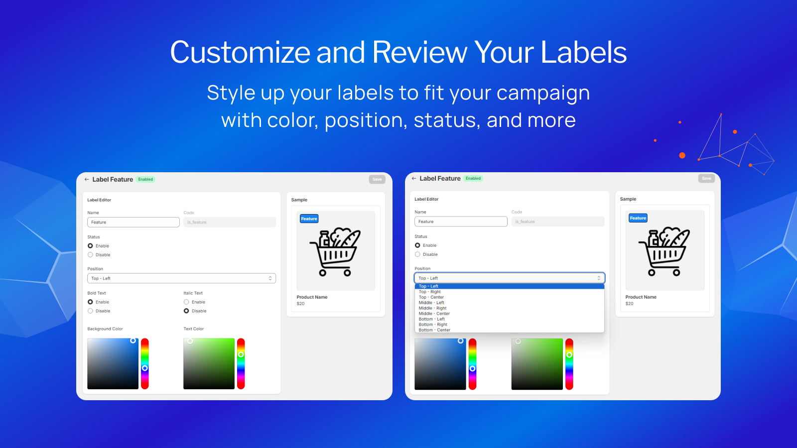 Secomm Dynamic Product Labels Screenshot