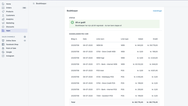 BookKeeper nem oversigt