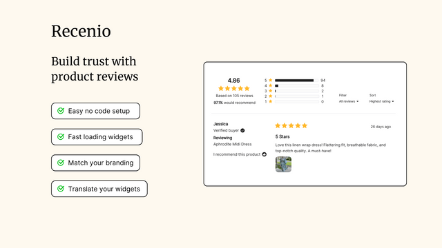 Use the product reviews widget to display reviews