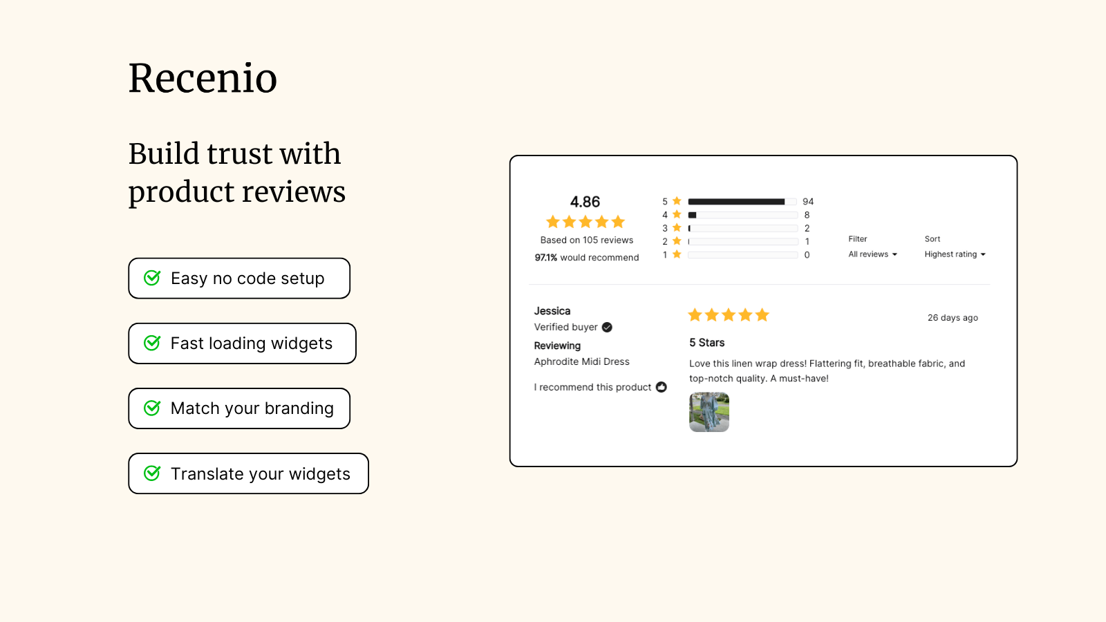 Use the product reviews widget to display reviews