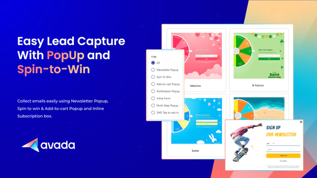 Capture leads with Popup (pop ups), Spin To Win 