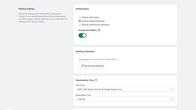 Configuraciones de clasificación