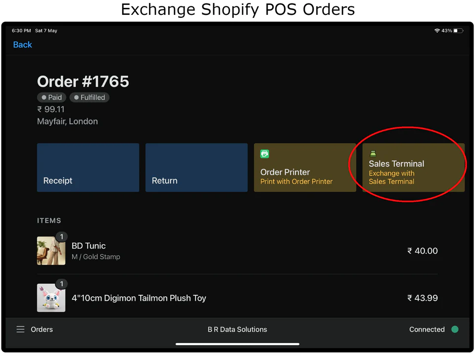 Exchange Shopify Point of Sale orders