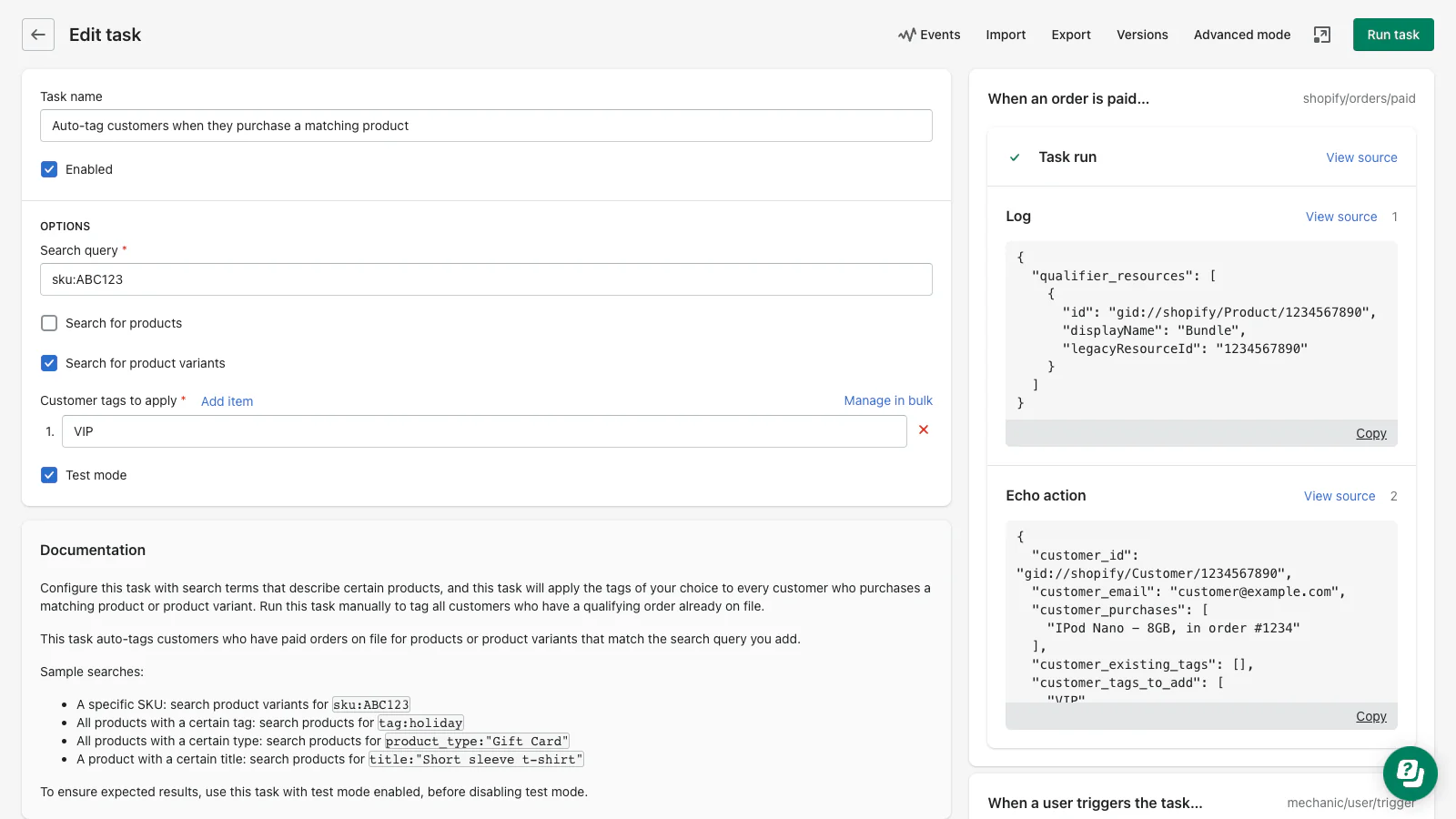 Editing a automation's configuration