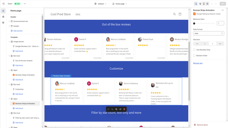 Google Reviews by Beaver Codes Screenshot