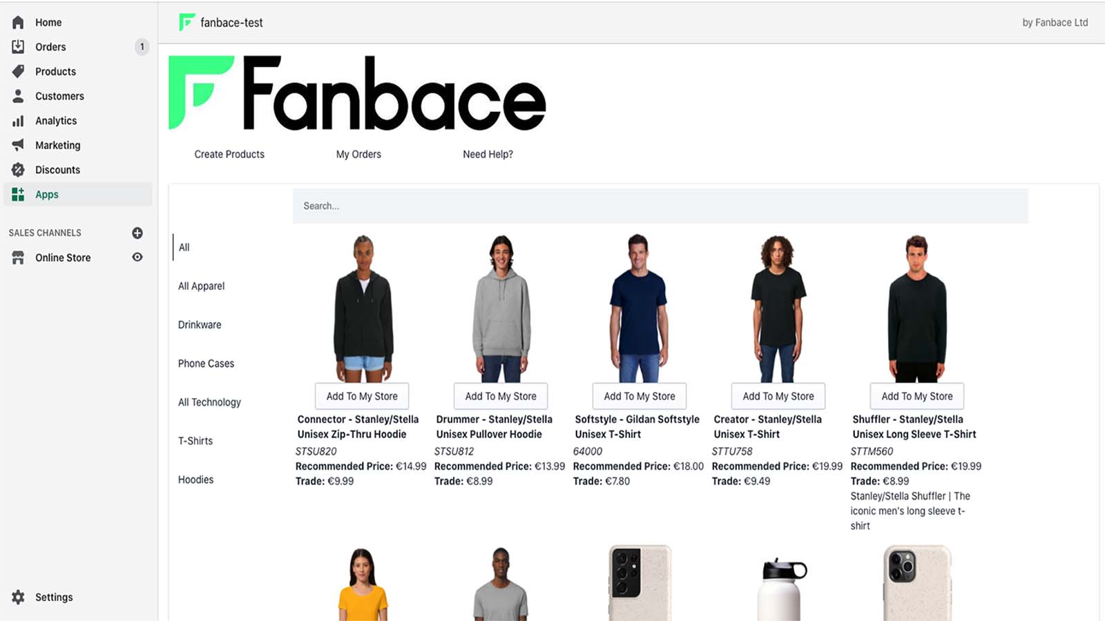 Fanbace | Produktkatalog