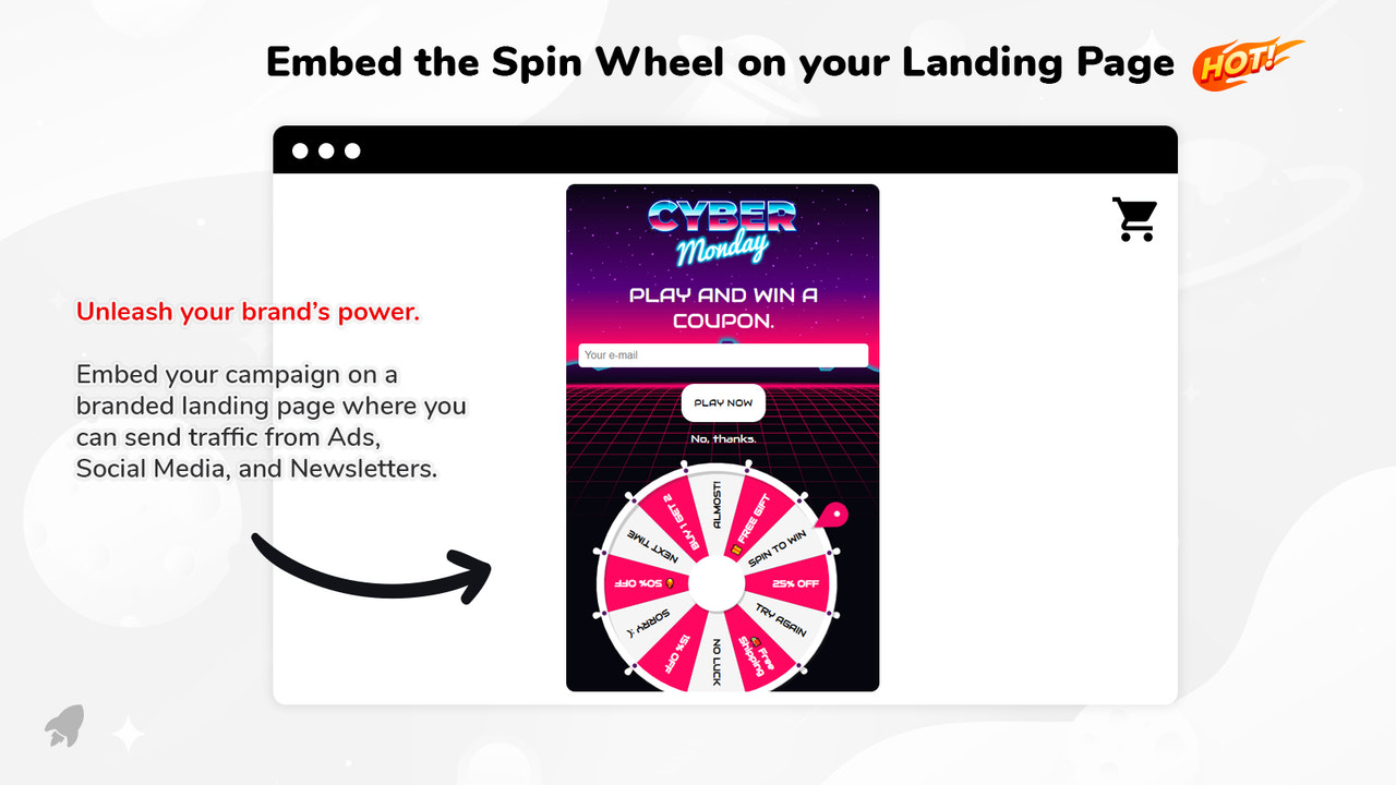 Embed the spin wheel on your branded landing page