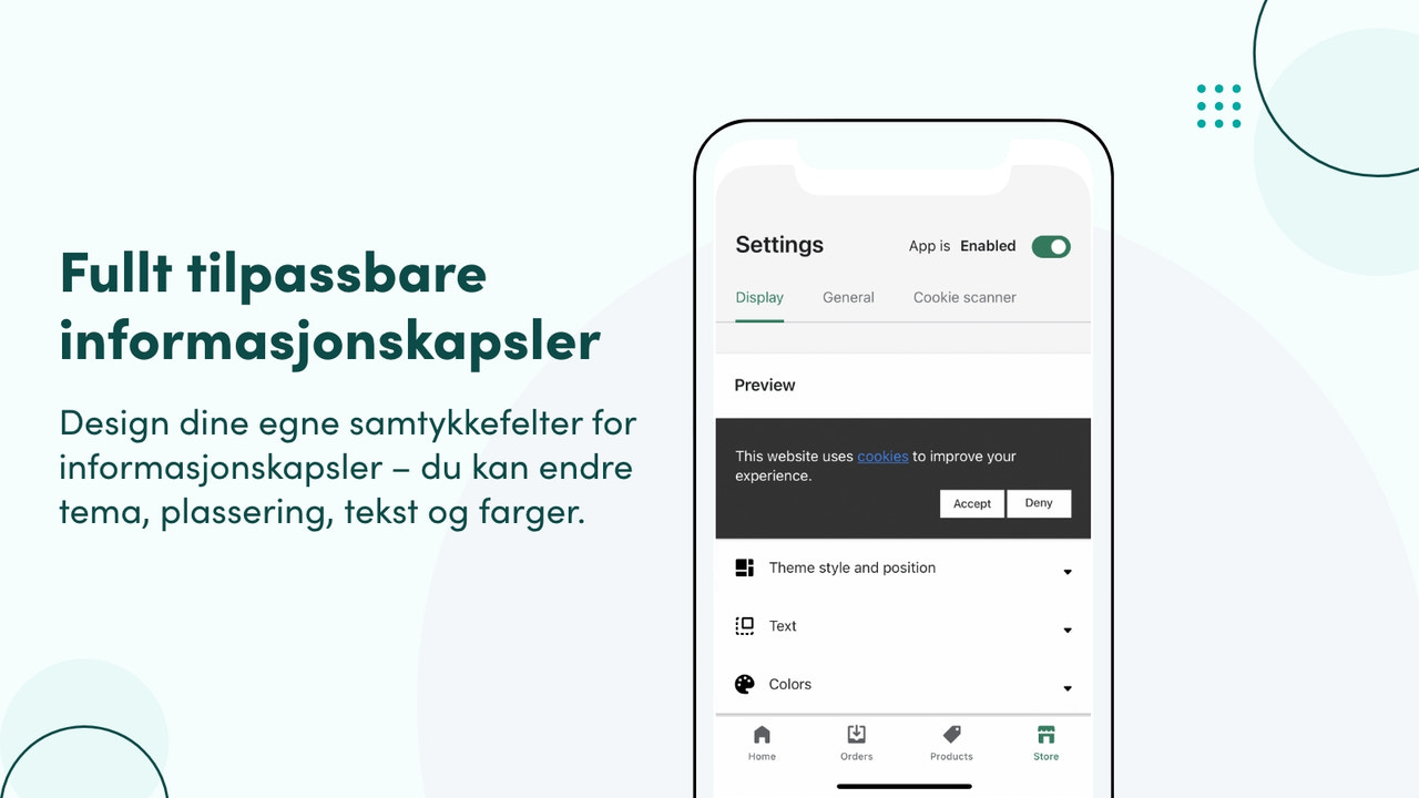 Fullt tilpassbare informasjonskapsler