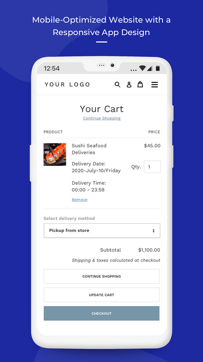 cart page on mobile