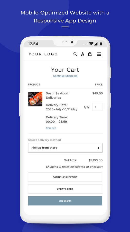 cart page on mobile