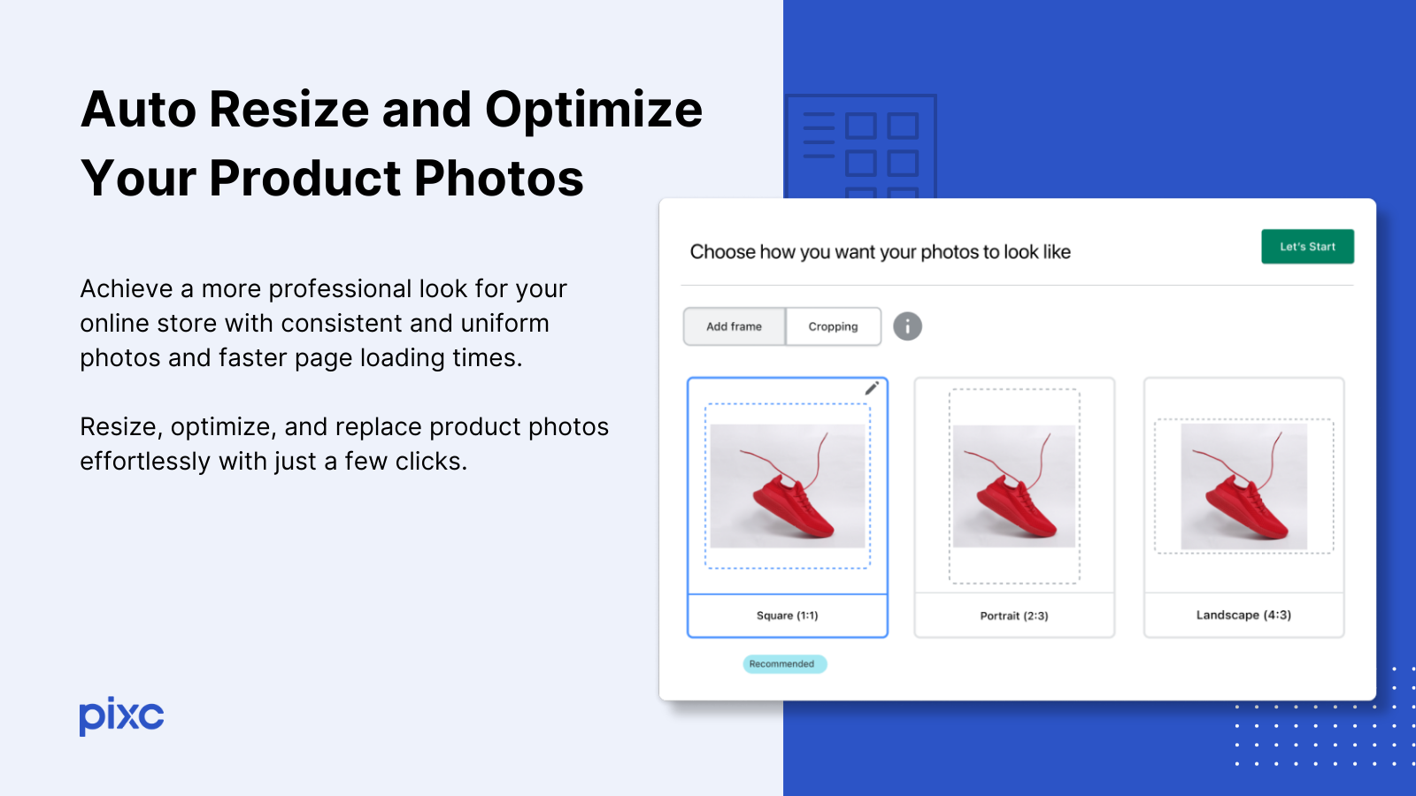 Redimensione e otimize automaticamente suas fotos de produtos