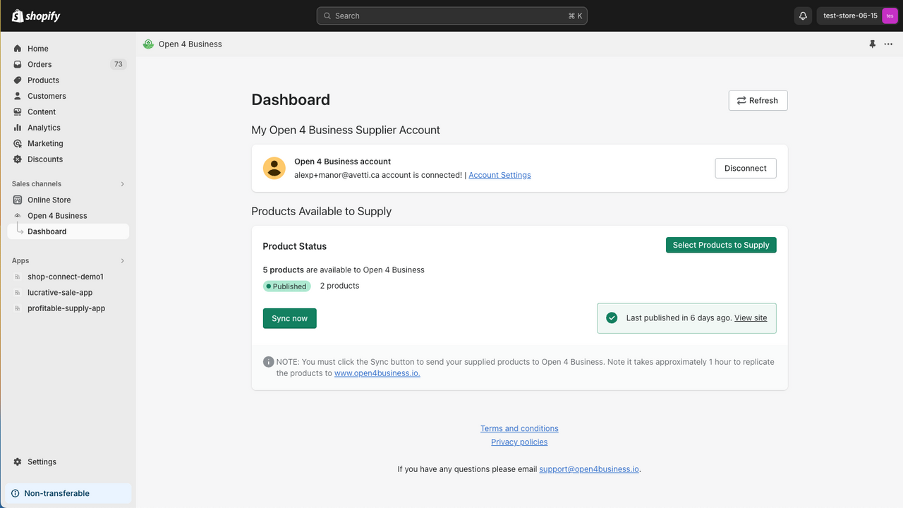 Open 4 Business Dashboard