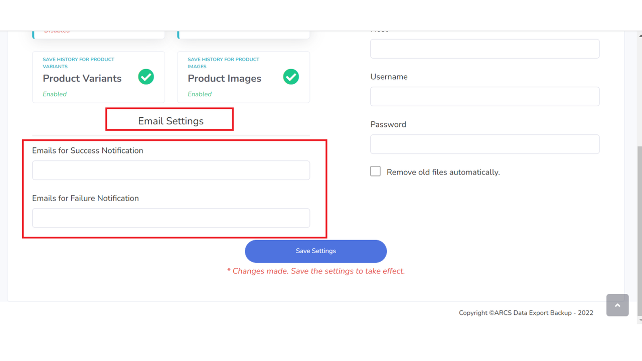 configuraciones de correo electrónico