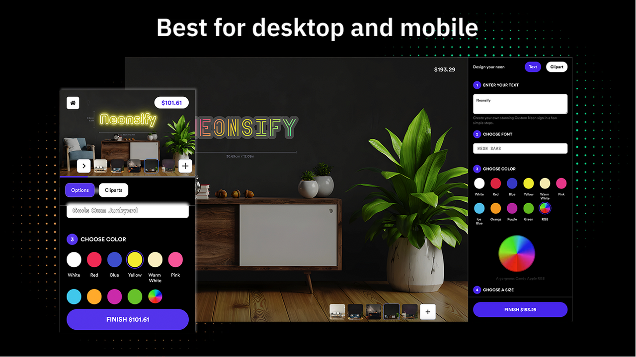 Neonsify creates custom options with a unique preview mode