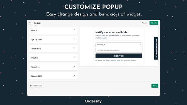 Customize popup