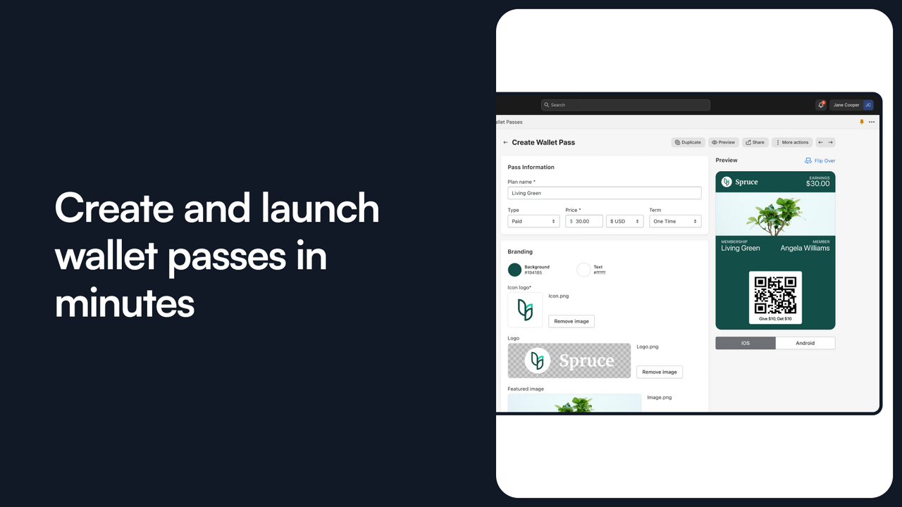 Create and launch wallet passes in minutes
