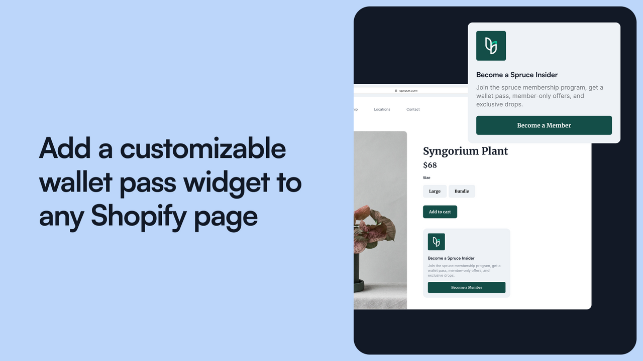 Voeg een aanpasbare wallet pass widget toe aan elke Shopify pagina