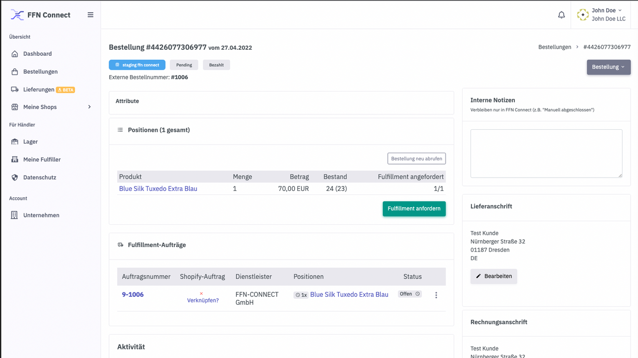 manage the orders from your shop and fulfil the individually