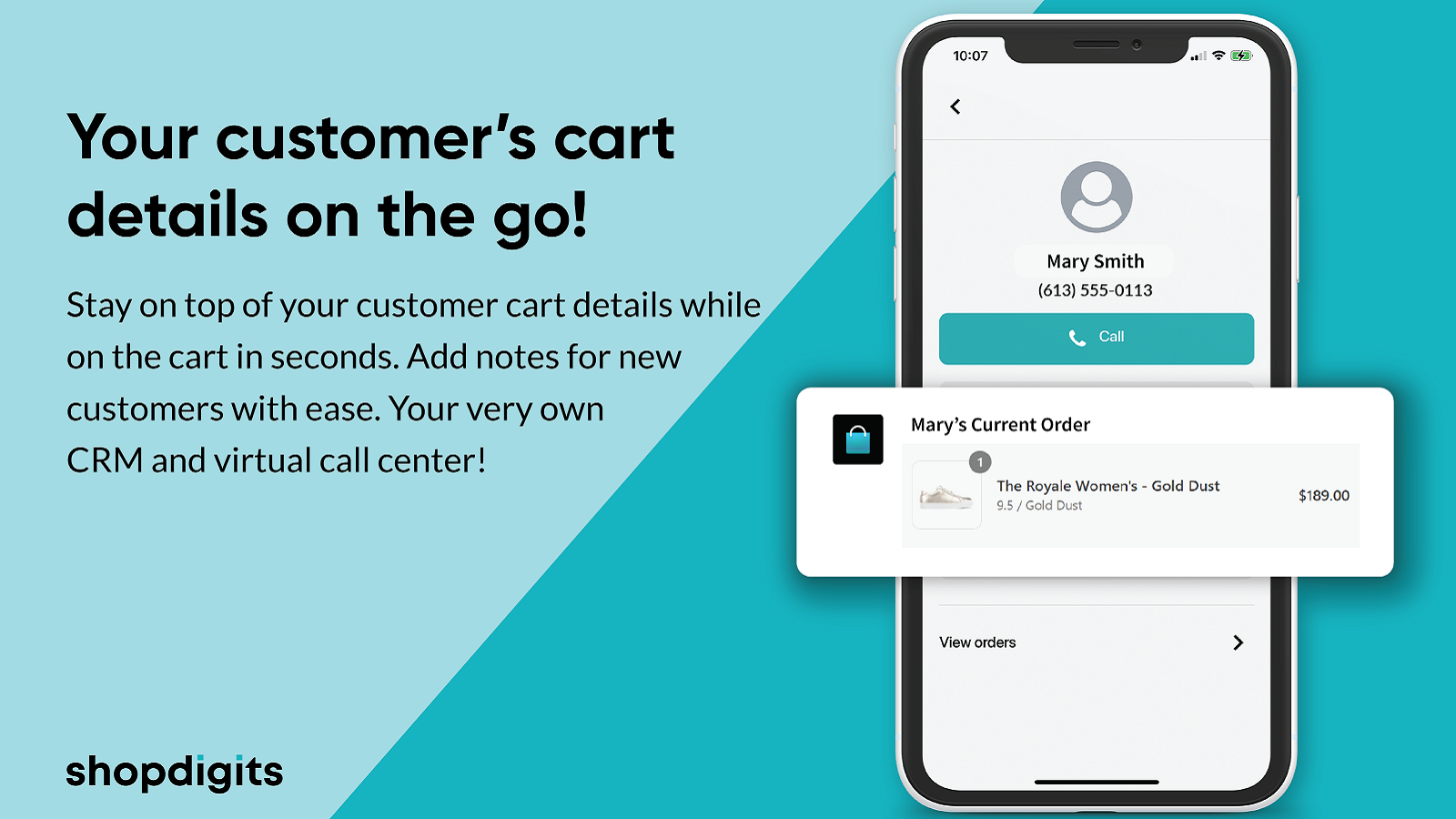 Your customer order is available on the app when customers call