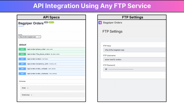 API integration using any FTP service