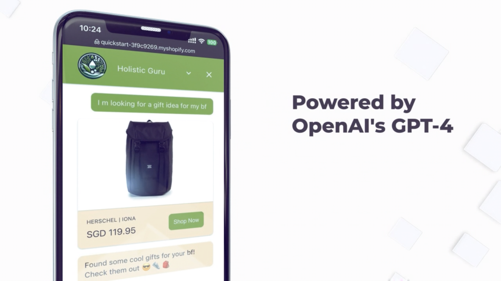 Alimenté par GPT-4 d'OpenAI - Assistant de vente IA pour Shopify