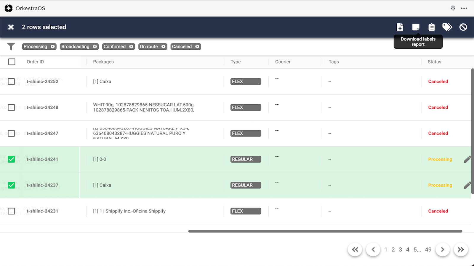 Take actions like adding digital tags or downloading reports