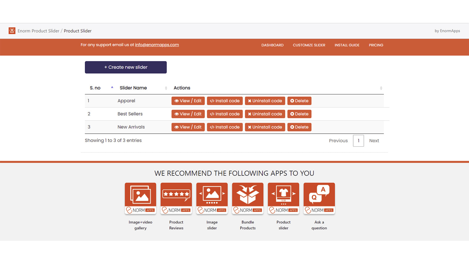 Product slider door enormapps