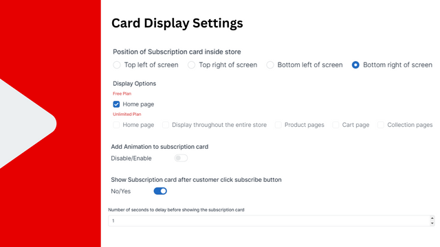 Configuraciones de Tarjeta de Suscripción