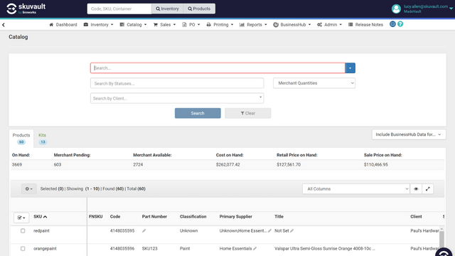 SkuVault Catalog Screenshot
