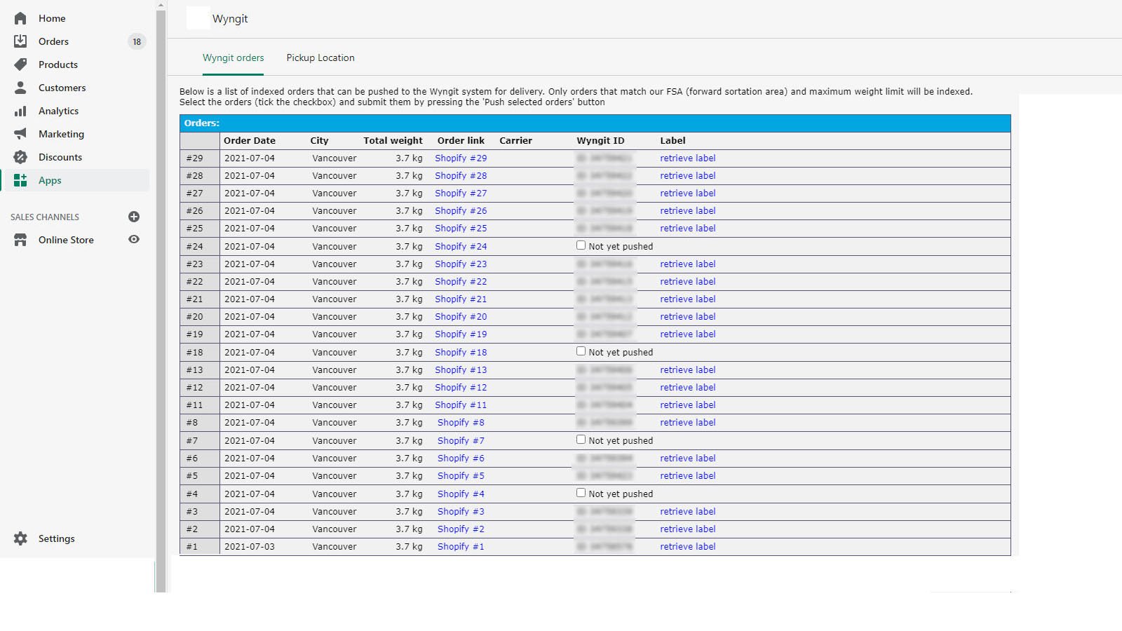 Manually or automatically push orders to our delivery system