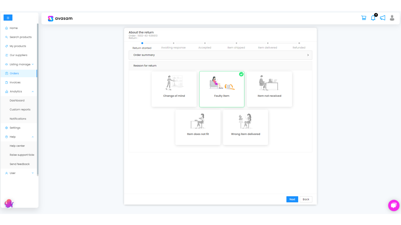 Processus de retour automatisé