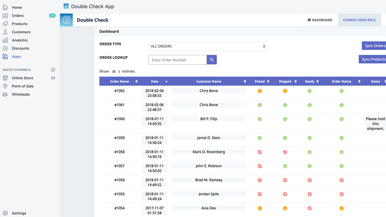 Application de confirmation d'expédition Double Check