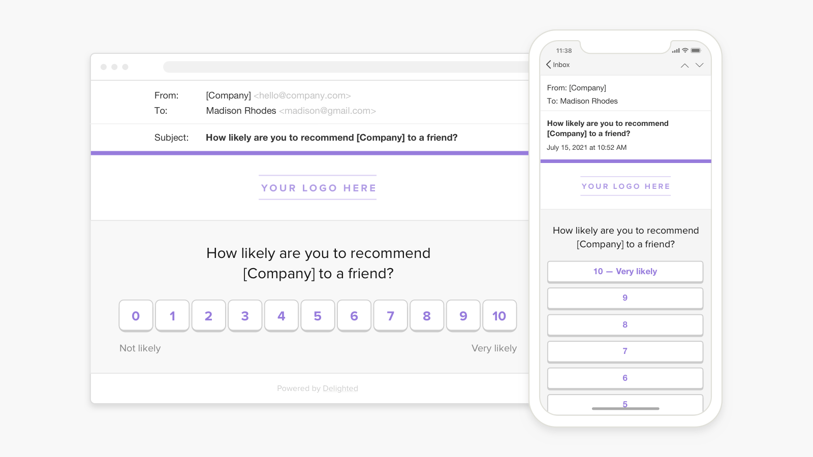 Delighted Post‑Delivery Survey Screenshot