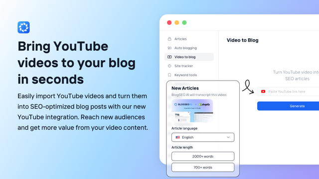 bring YT videos into blog in seconds